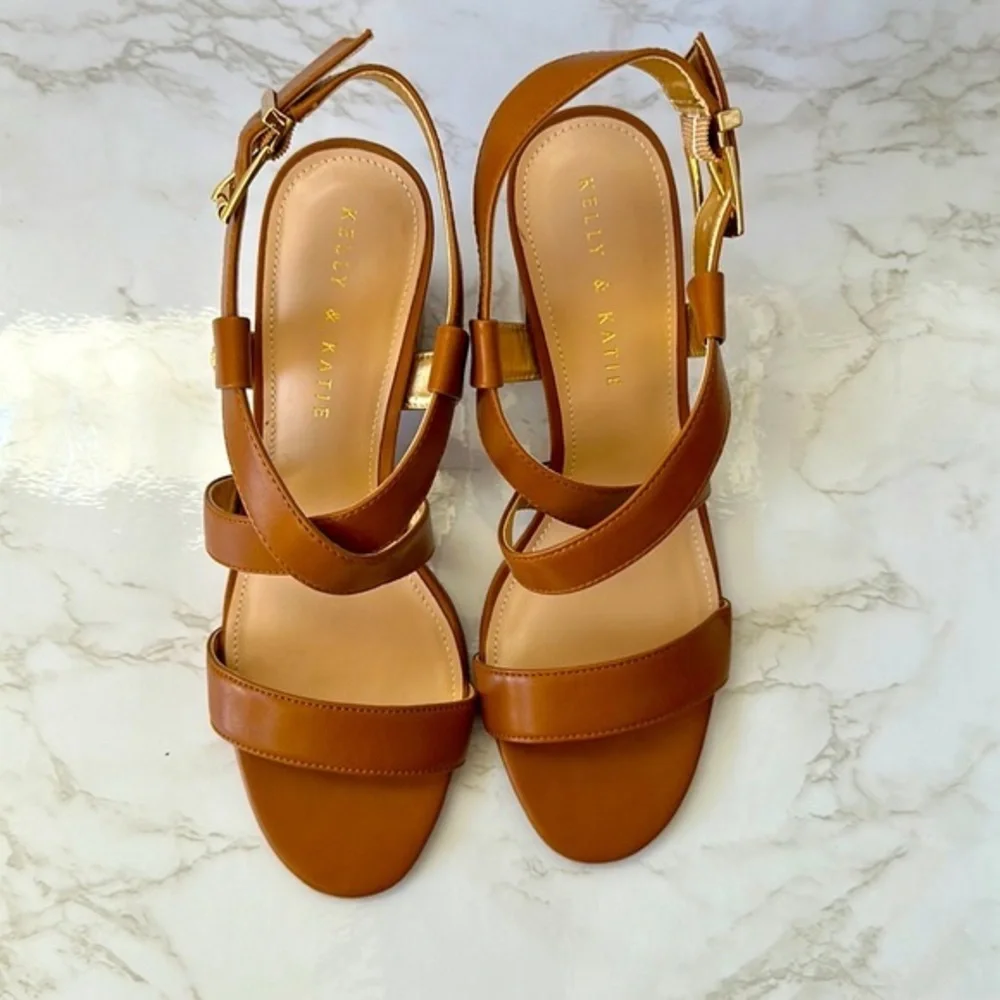β¨π HP πβ¨ NWOT! Kelly & Katie Beige Heeled Sandal - Picture 2 of 7